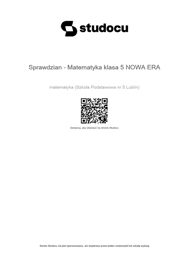 Sprawdzian Unit 5 Klasa 5 Sprawdzian Matematyka Klasa 5 Nowa Era | PDF