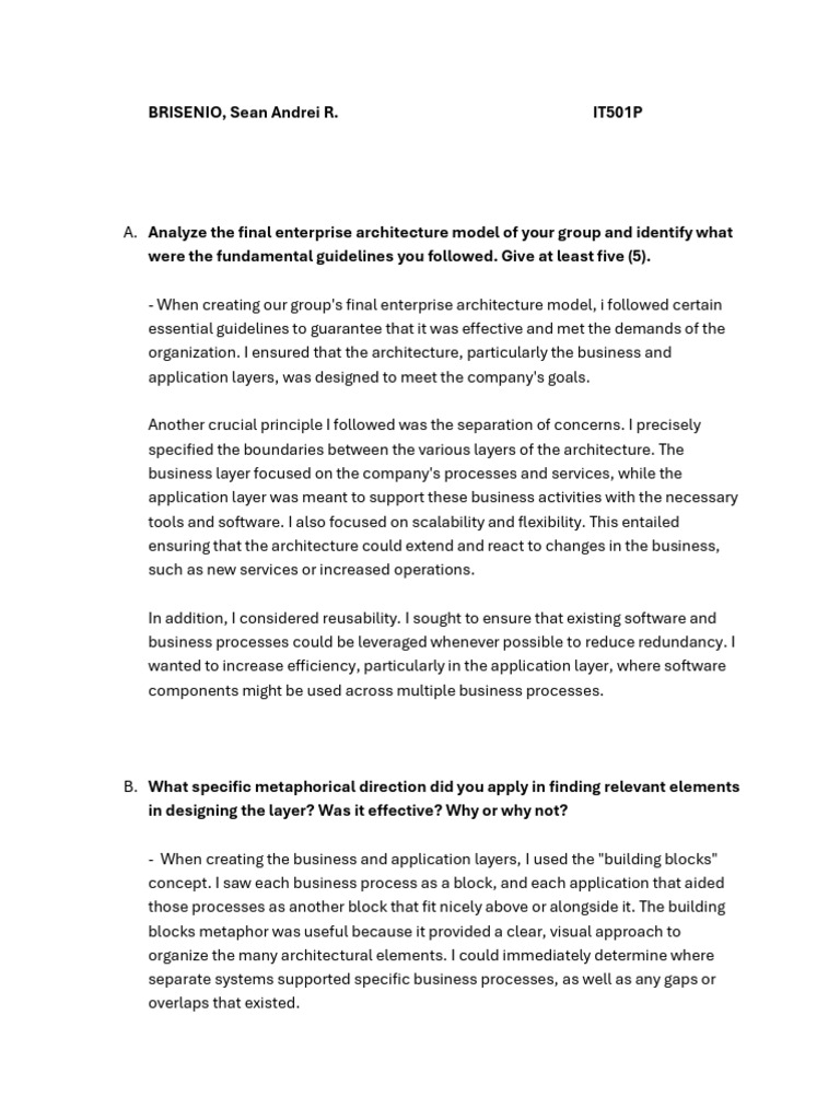Enterprise Architecture Guidelines and Model | PDF | Business Process ...