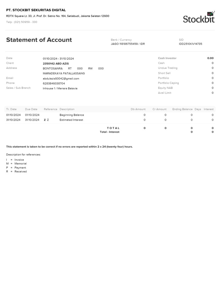 October 2024 Account Statement | PDF | Trade | Financial Markets