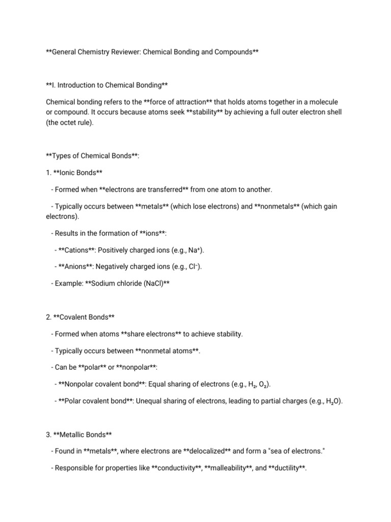 Chemical Bonding and Compounds Guide | PDF | Chemical Bond | Ion