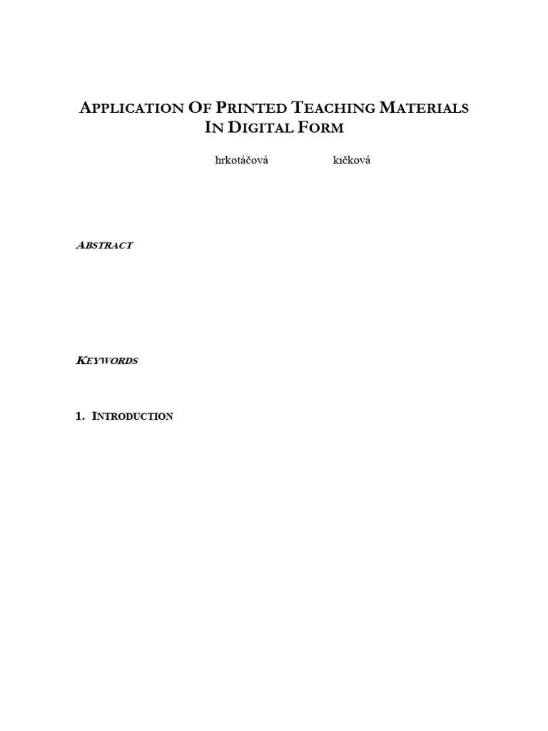 Application of Printed Teaching Materials in Digital Form | PDF ...