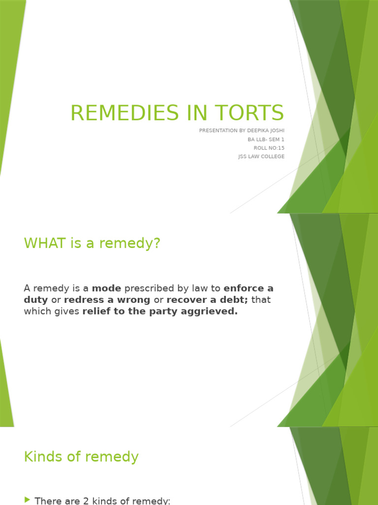 Remedies in Torts | PDF | Damages | Legal Remedy