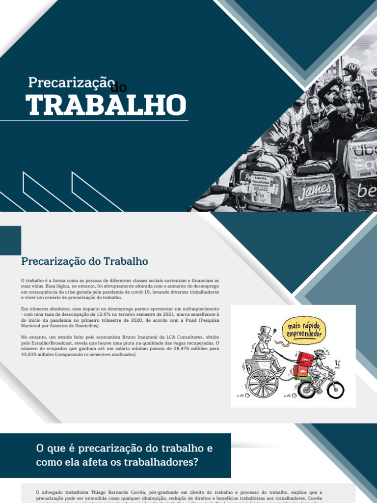 Precarização do Trabalho na Pandemia | PDF | Terceirização | Desemprego