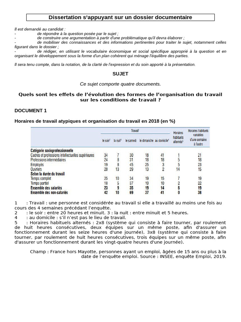 Effets de l'organisation du travail sur les conditions de travail | PDF