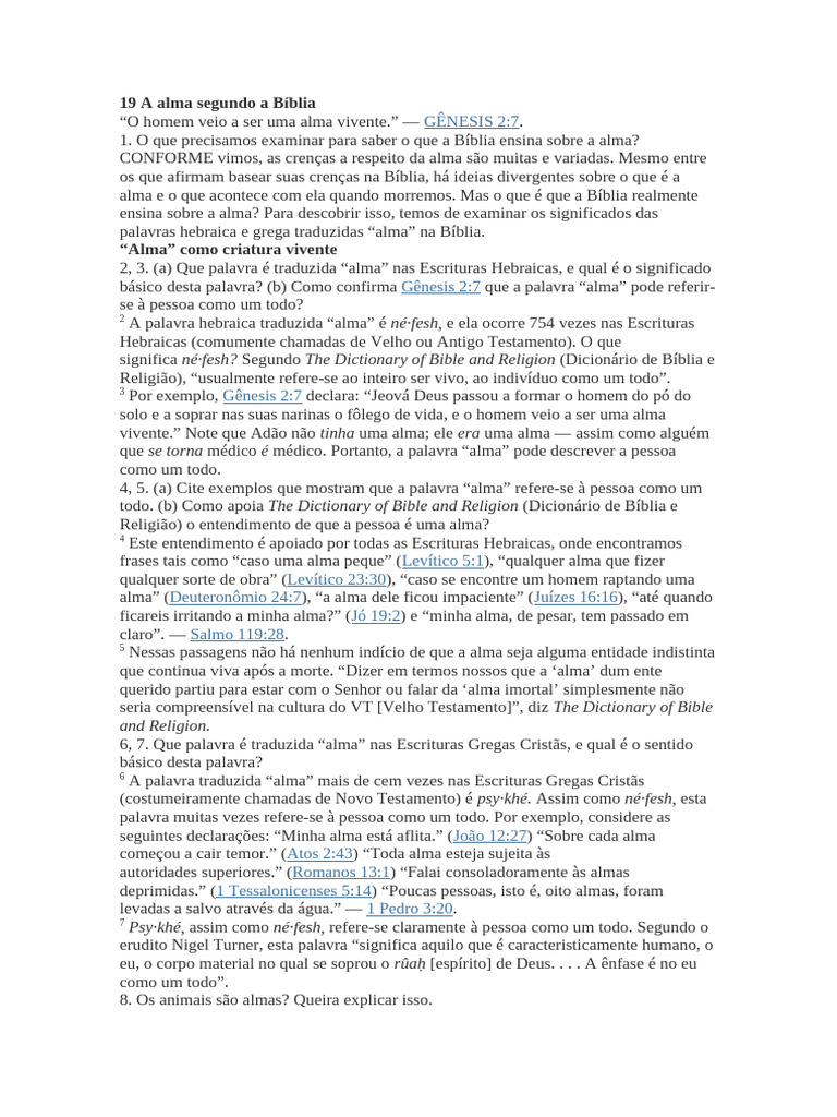 19 A alma segundo a Bíblia | PDF | Alma | Bíblia