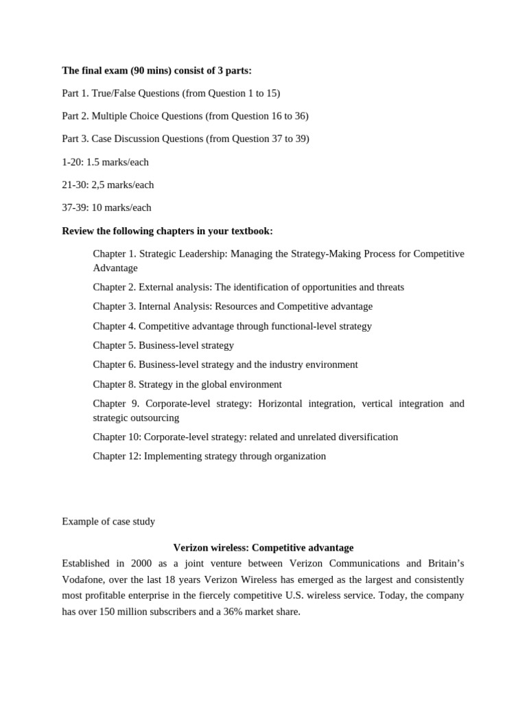 Review For Final Exam Strategic Management 10.12 | PDF | Mc Donald's ...