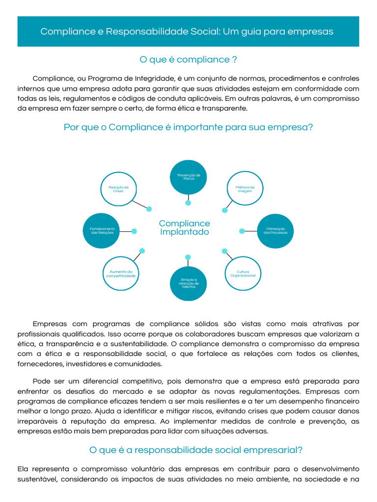 Guia Prático de Compliance Empresarial | PDF | Conformidade regulatória ...