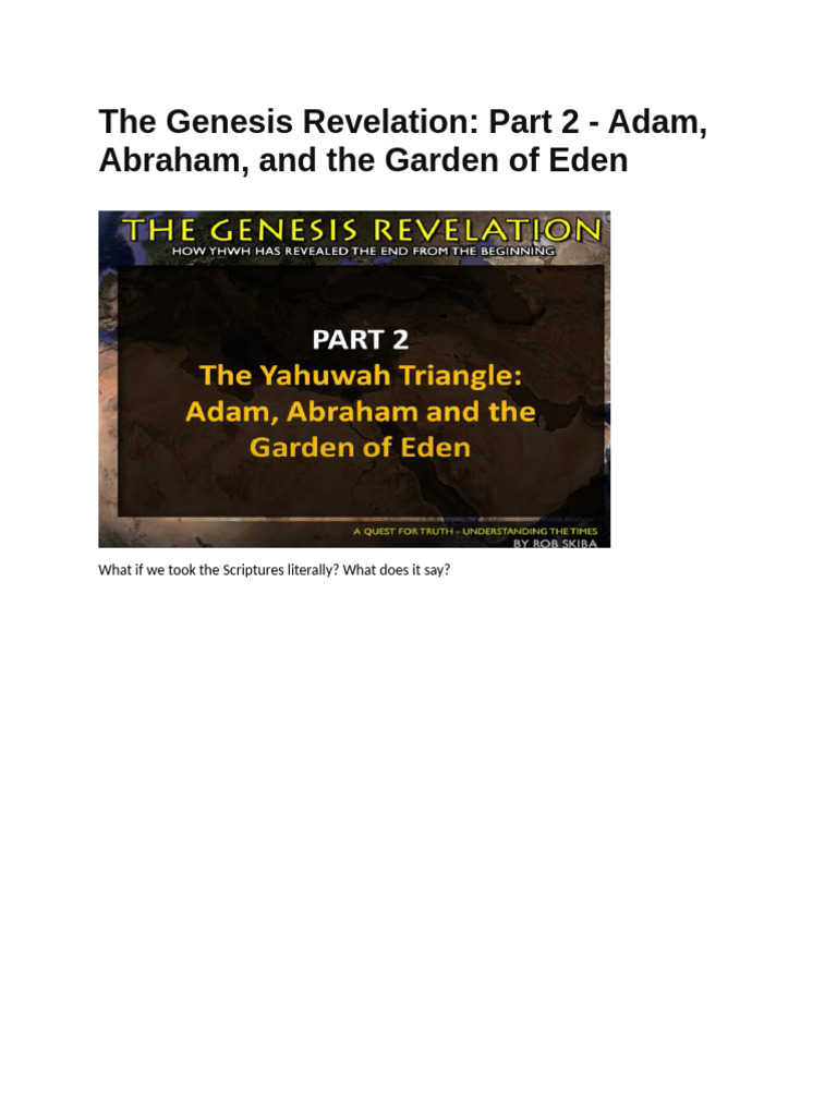 The Genesis Revelation Pdf Garden Of Eden Religious Belief And