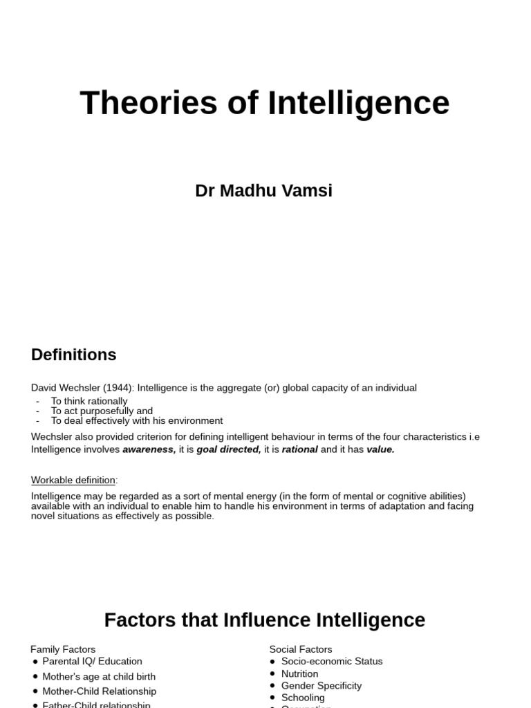 Wechsler's Intelligence Theory Explained | PDF | Wechsler Adult ...