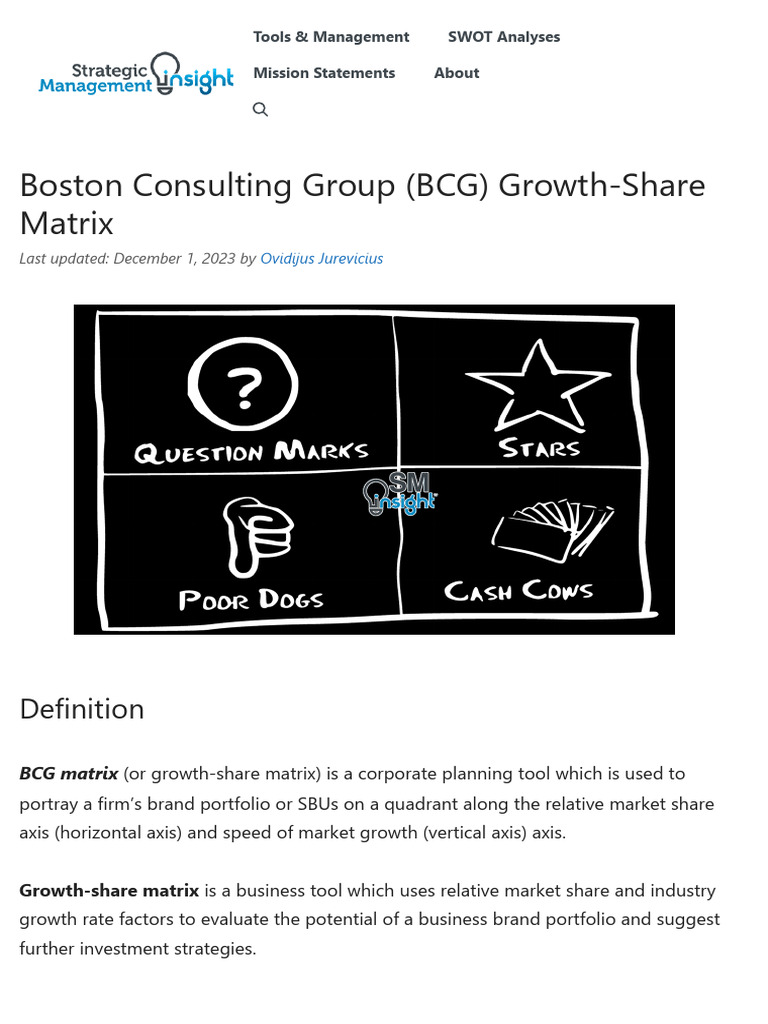 BCG Growth-Share Matrix Explained | PDF | Private Sector | Business