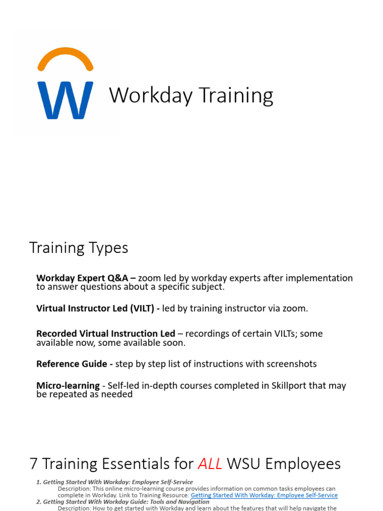 Workday Training Overview for WSU Employees | PDF | Computing