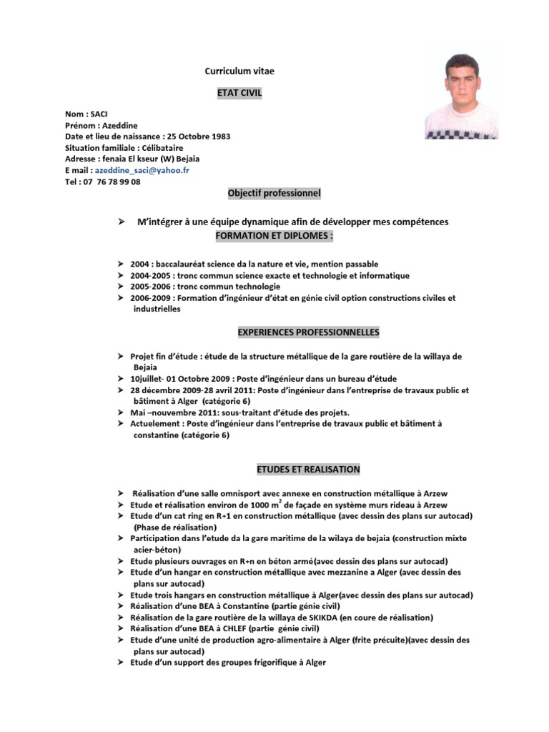 Cv Saci Azeddine