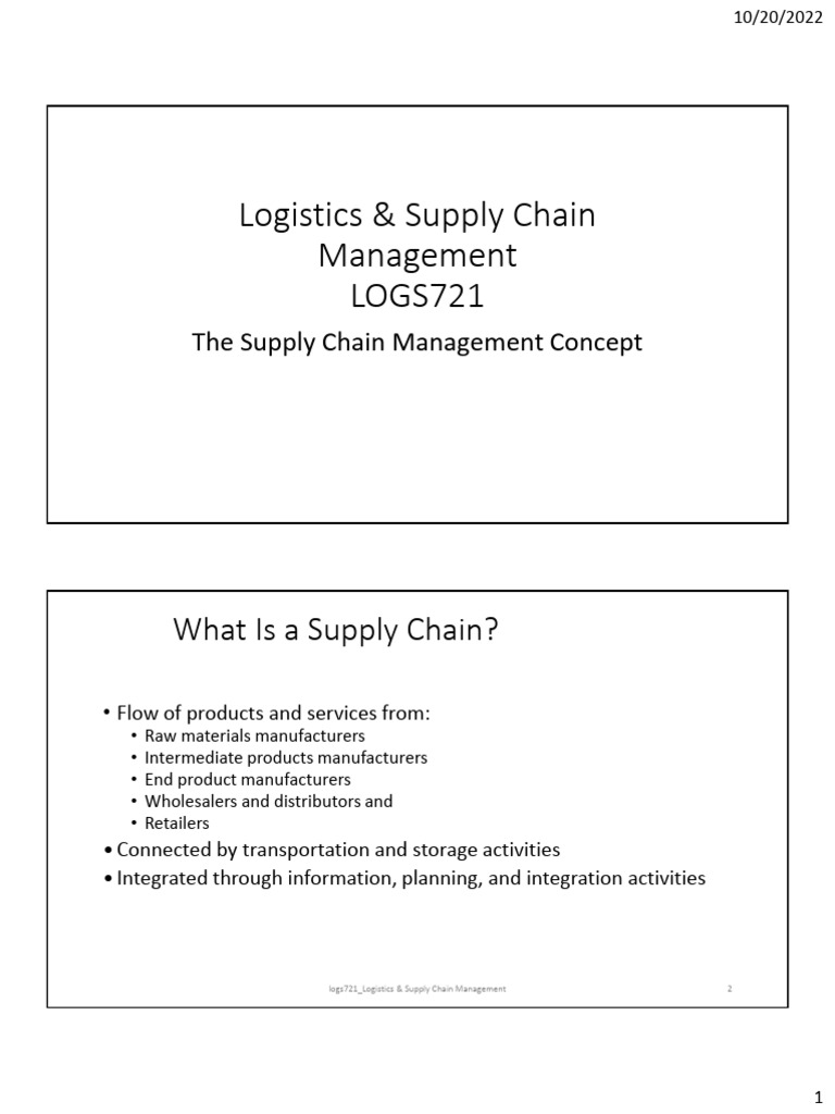 Logs721 - LogsSCM - 1 - The Supply Chain Management Concept | PDF ...