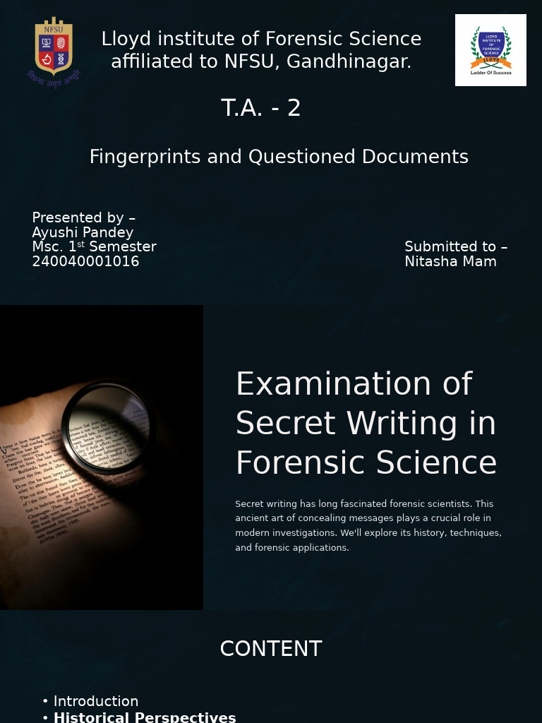 Forensic Examination of Secret Writing | PDF | Microscopy | Techniques