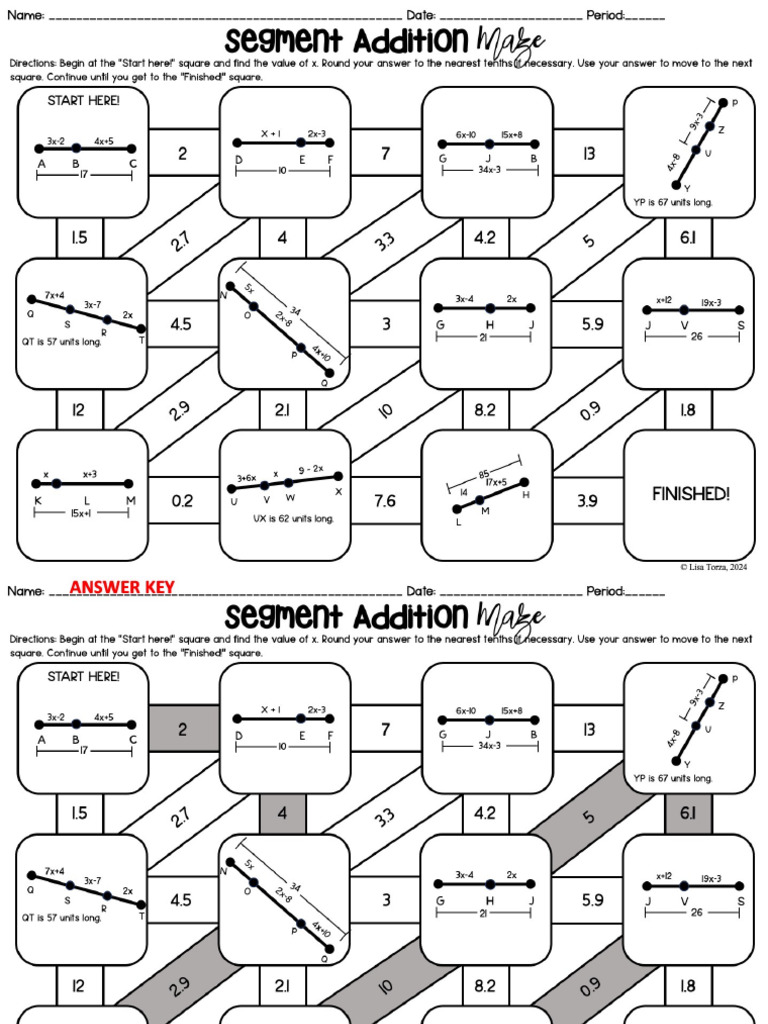 Segment Addition Maze UPDATED | PDF