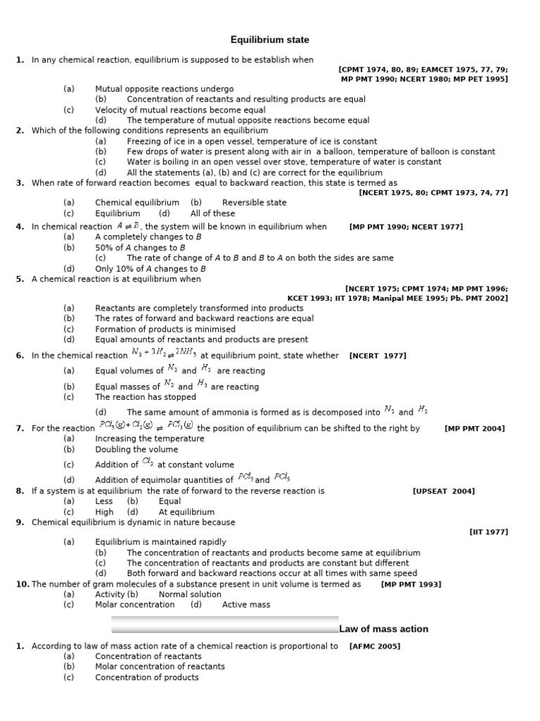 CHEMICALEQUILIBRIUM | PDF | Chemical Equilibrium | Chemical Reactions