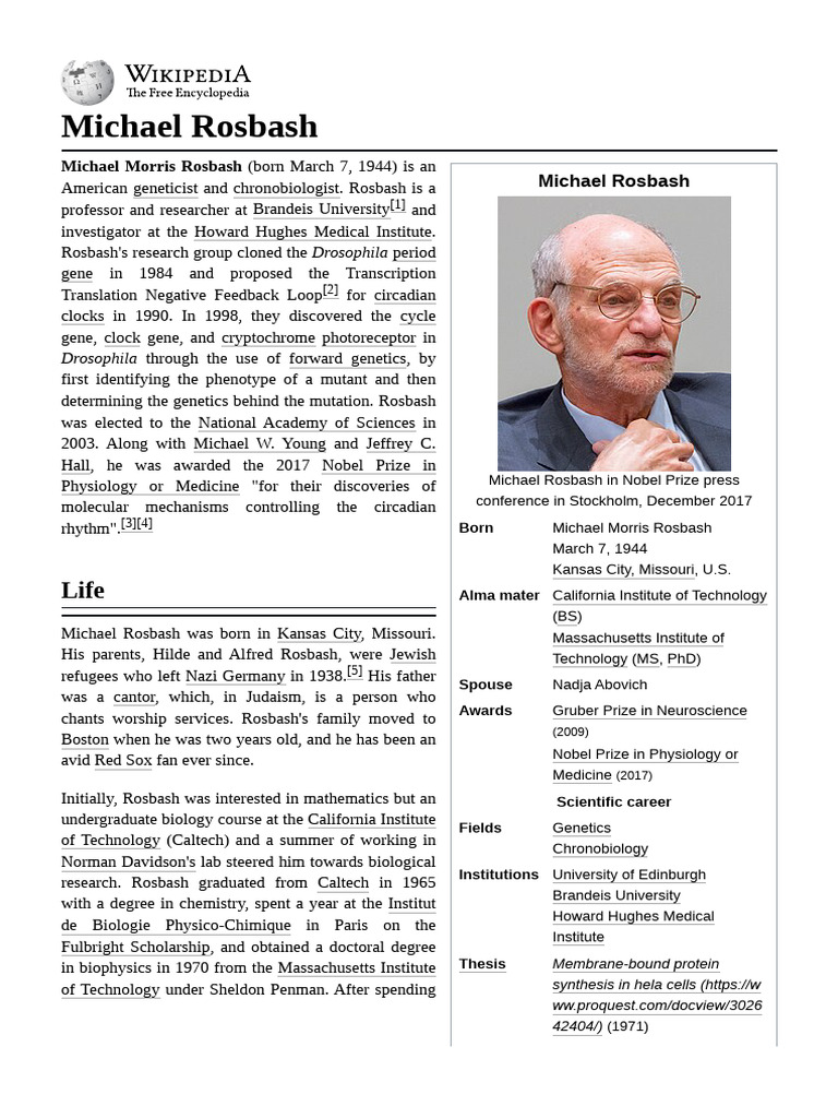 Rosbash and Abovich: Nobel Insights | PDF | Biology | Genetics