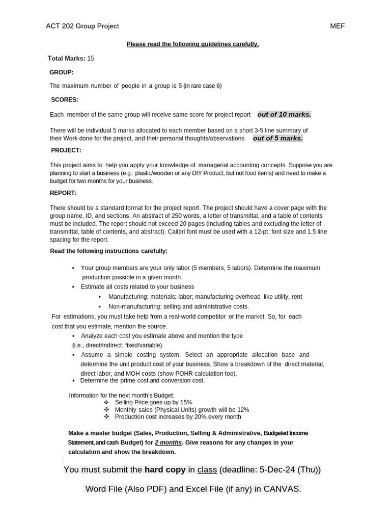 Act 202 Project - Summer2024-Mef-1 | PDF | Cost Of Goods Sold | Economies