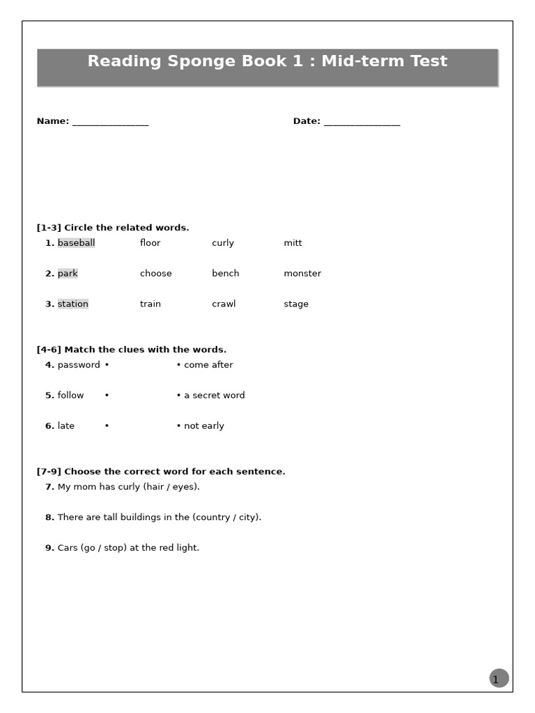 Reading Sponge1 - Mid-Term | PDF