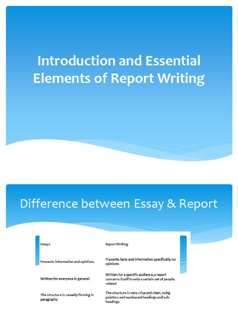 Introduction and Essential Elements of Report Writing | PDF ...