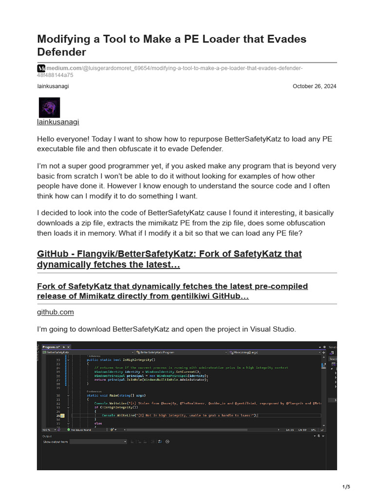 PE Loader Modification to Evade Defender | PDF | Computer Engineering ...