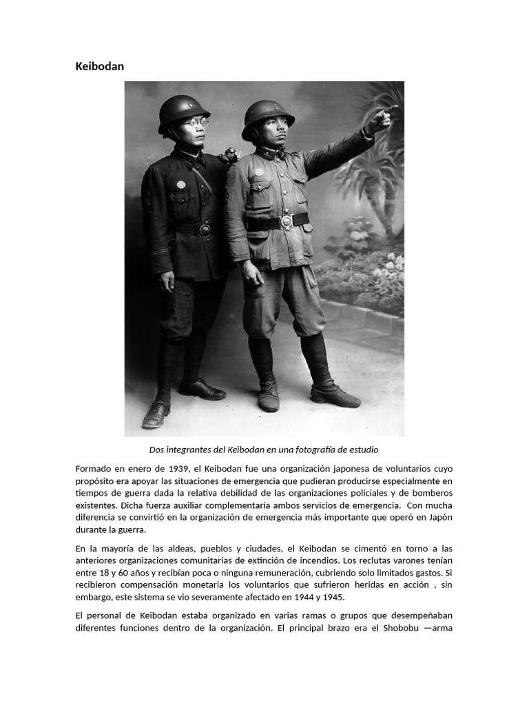 Historia del Keibodan en Japón | PDF | Policía | Bombero