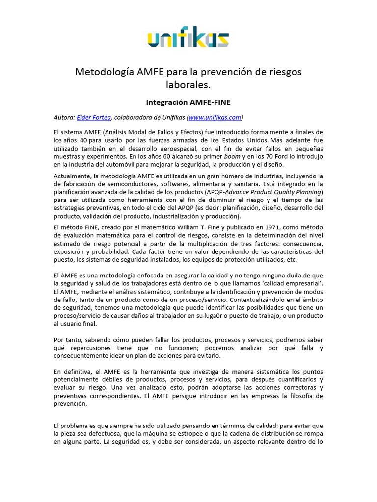 metodologia_amfe_para_prl | PDF | Calidad (comercial) | Seguridad y ...