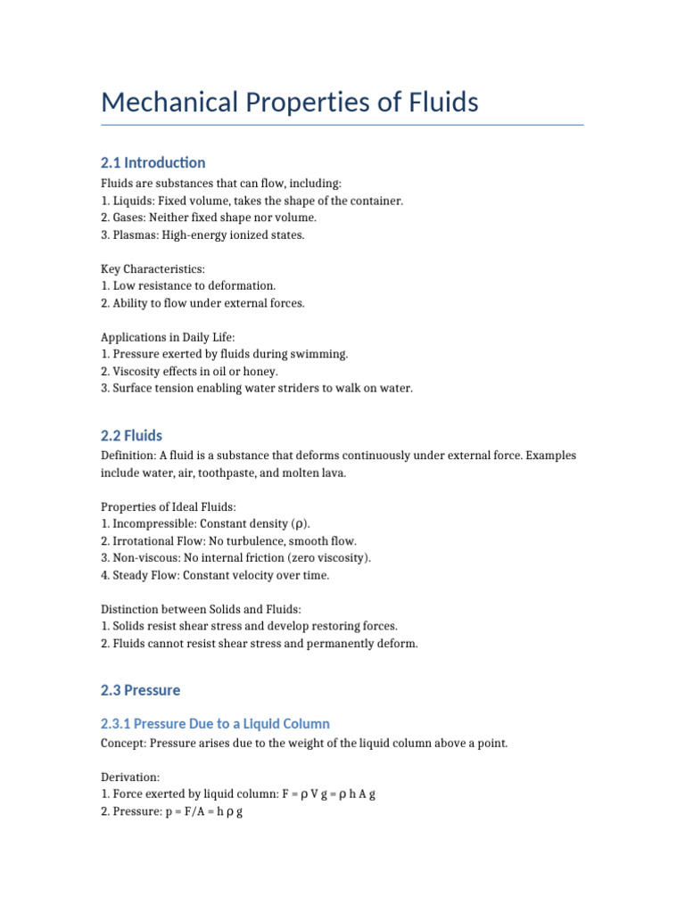 Understanding Fluid Mechanics Basics | PDF | Pressure | Fluid Dynamics