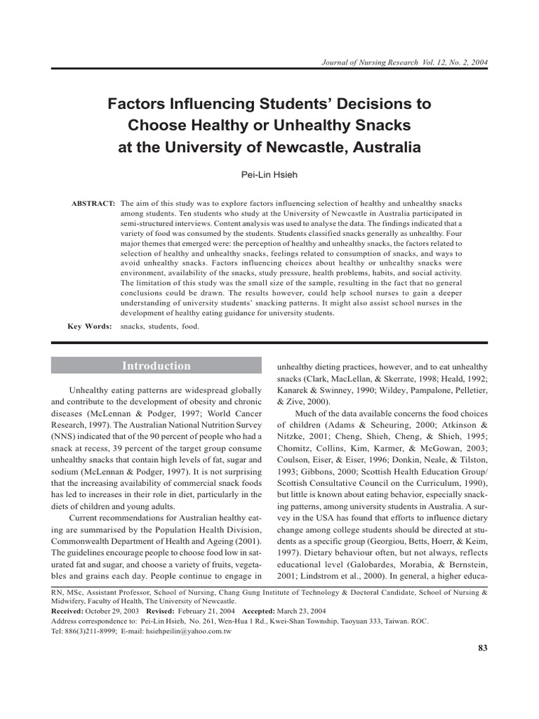 Factors Influencing Students Decisions To Choose.2 | PDF | Healthy Diet ...