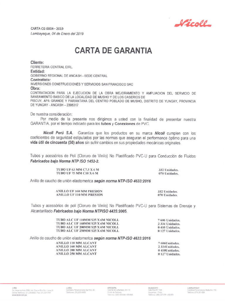 Carta de Garantia | PDF