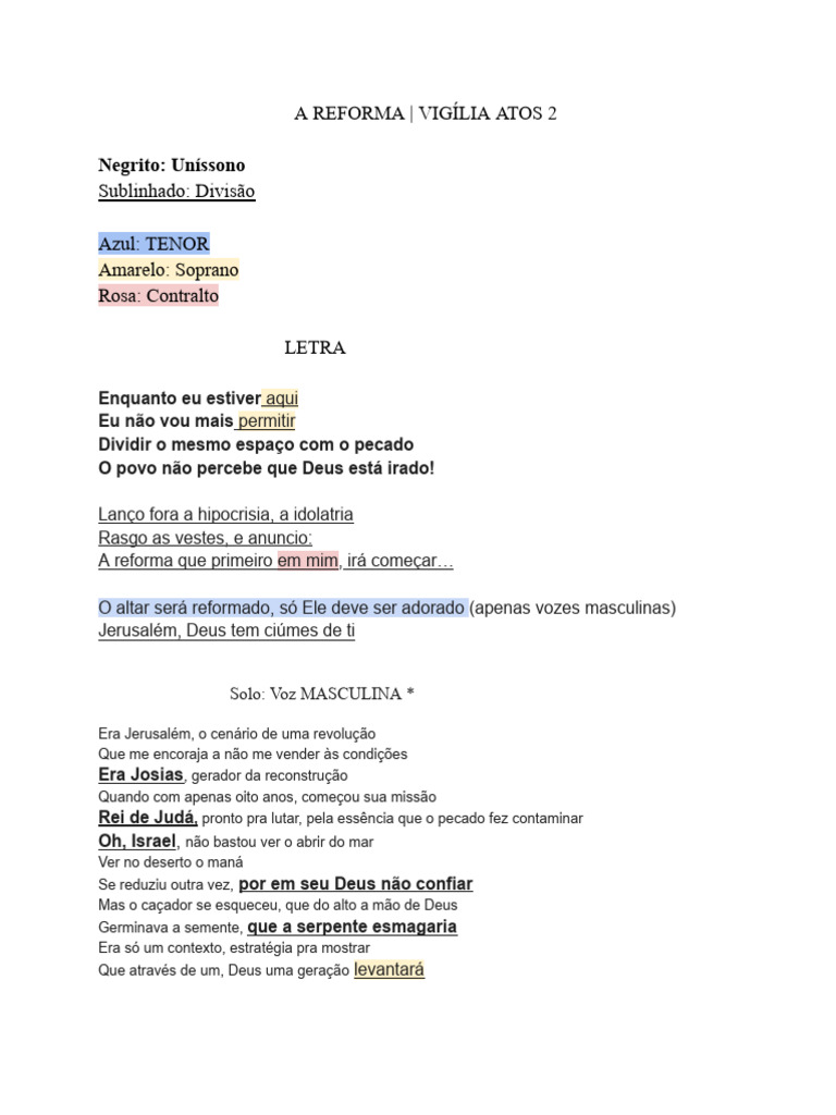 Reforma e Vigília: Atos 2 | PDF
