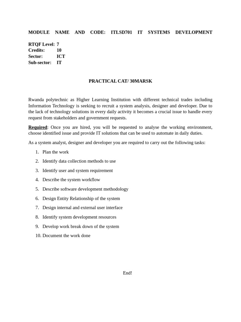 IT Systems Development Module Overview | PDF