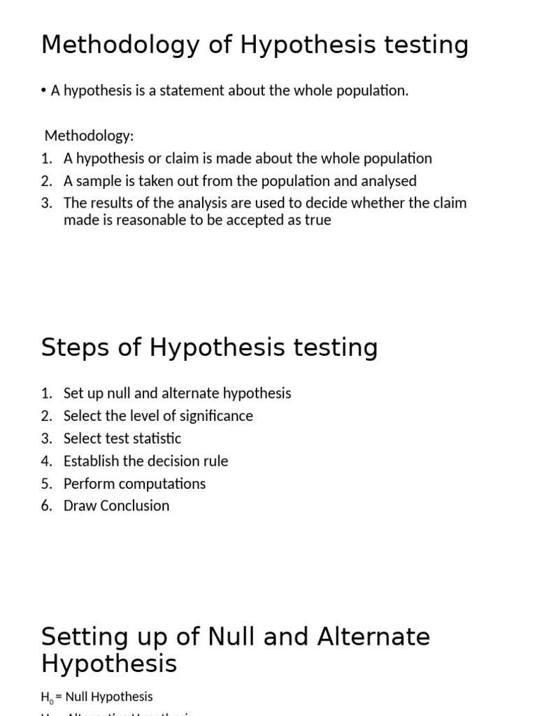 Methodology of Hypothesis Testing | PDF | Statistical Hypothesis ...