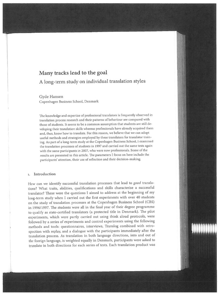 Hansen (2013) - Many Tracks Lead To The Goal | PDF