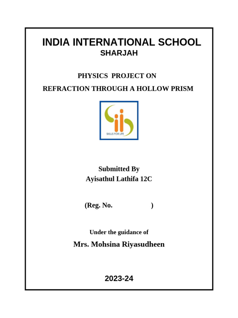 Refraction Study in Hollow Prism | PDF | Refraction | Refractive Index