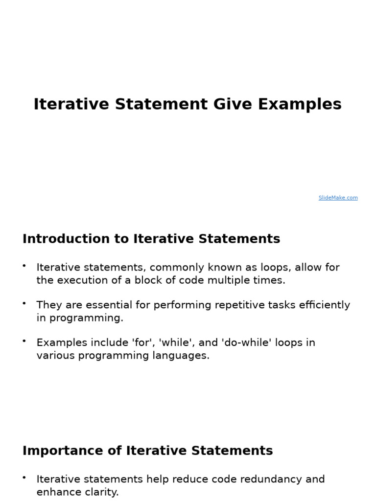 Iterative Statement Give Examples | PDF | Iteration | Control Flow