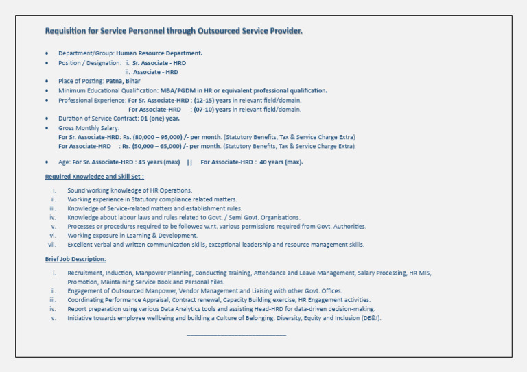 HR Personnel Recruitment in Patna | PDF