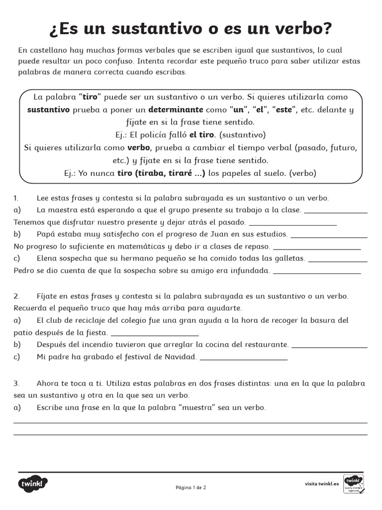 Sustantivos y verbos en español | PDF