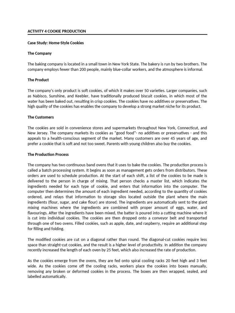Cookie Production Case Study Insights | PDF | Baking | Automation