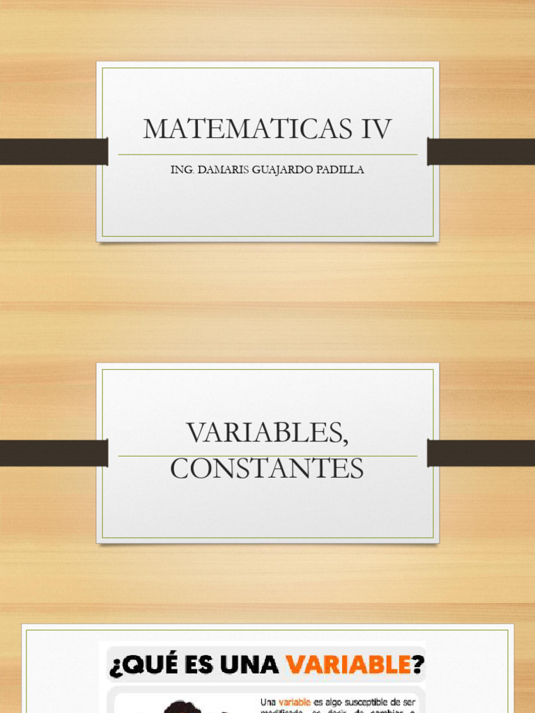 Variables y Constantes en Matemáticas IV | PDF | Variable (Matemáticas ...