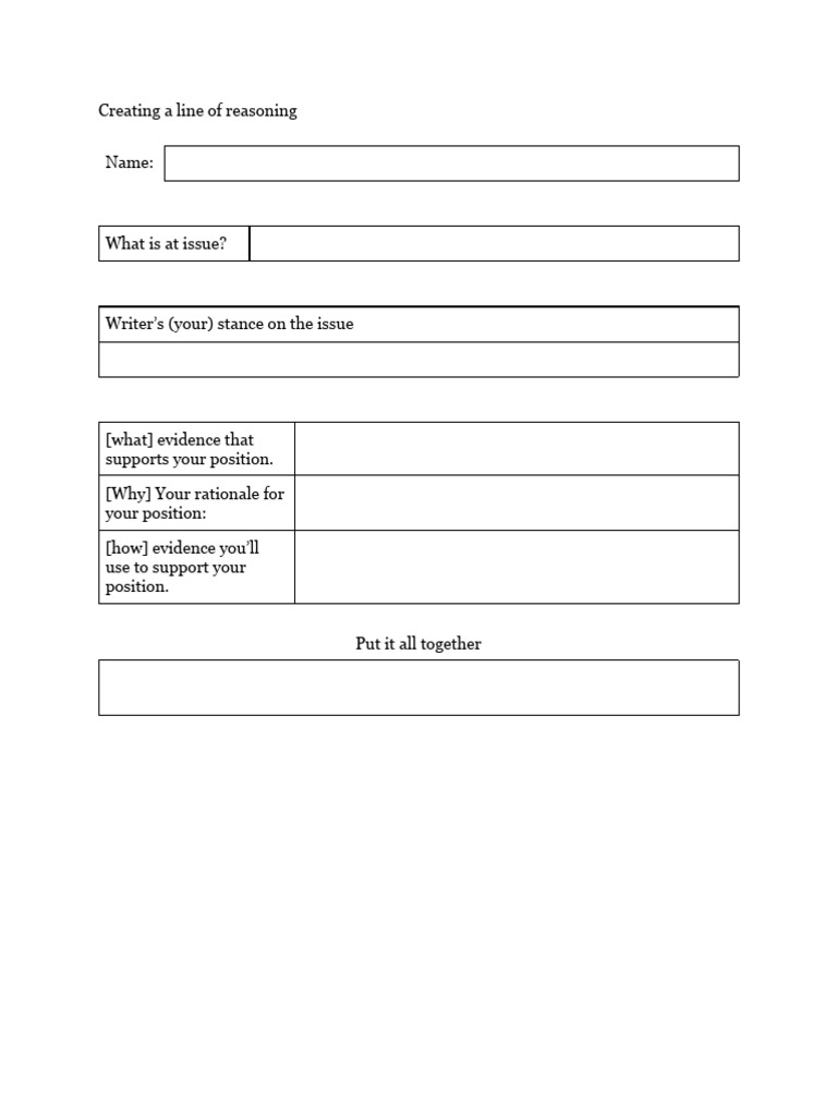Creating a line of reasoning for argument pdf