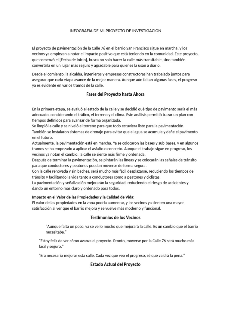 Infografia de Mi Proyecto de Investigacion | PDF | Peatonal