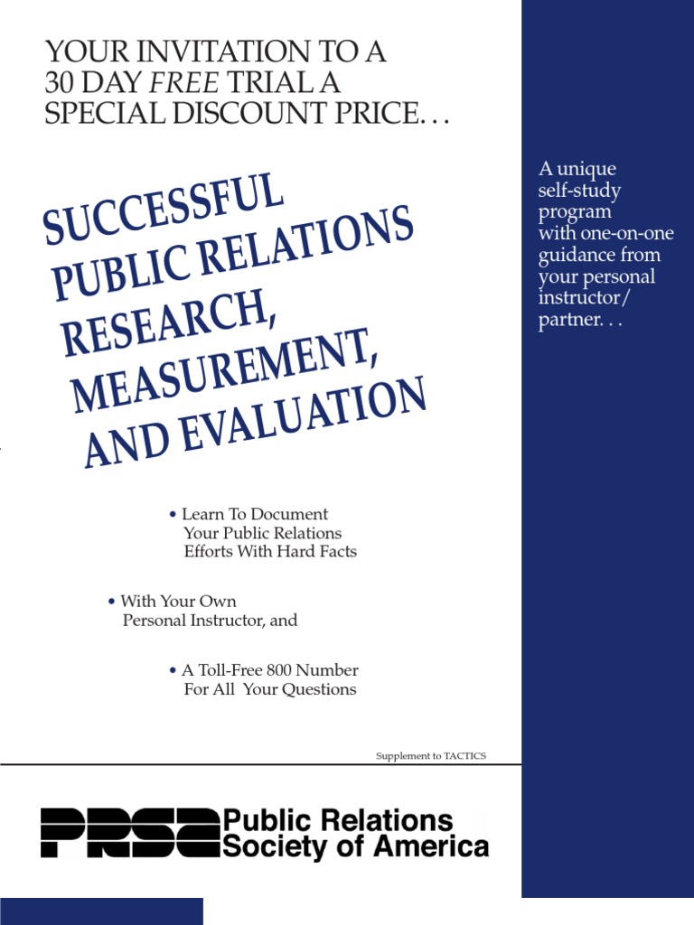 Successful Public Rela Tions Research, Measurement, and Ev Aluation ...