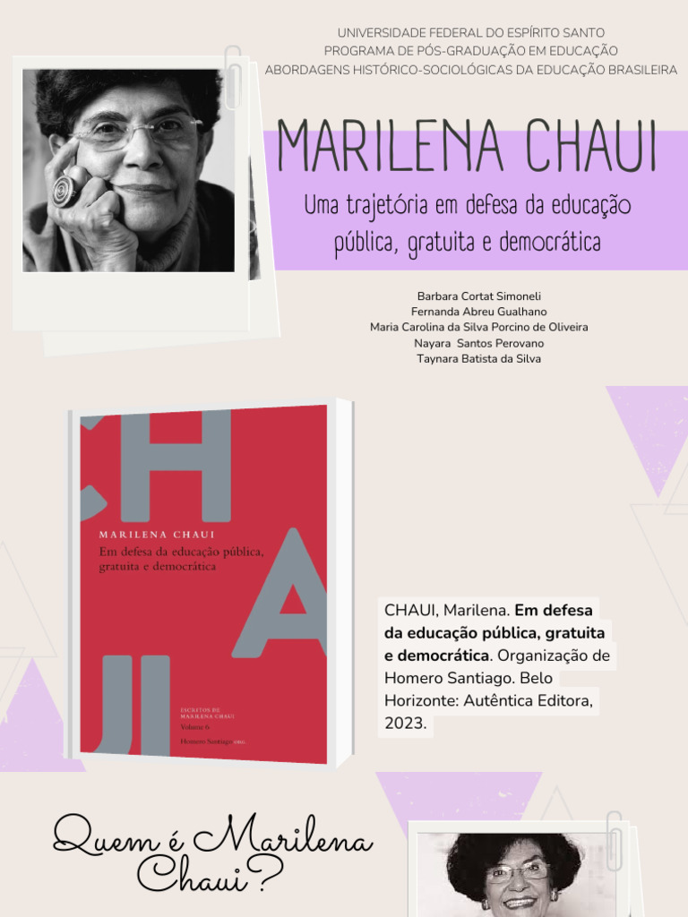 Marilena Chaui: Defensora da Educação Pública | PDF | Estado | Ideologias