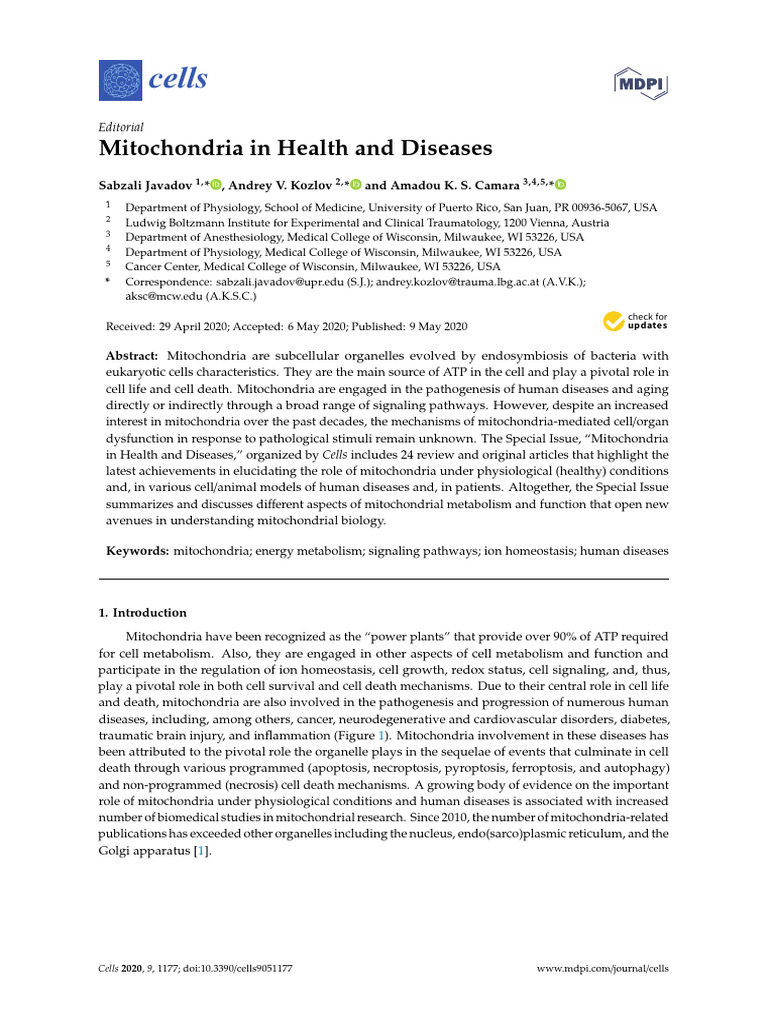 Mitochondria's Role in Health and Disease | PDF | Mitochondrion ...