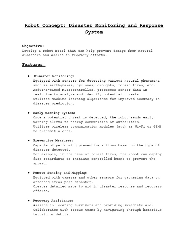 Robot Concept - Disaster Monitoring and Response System | PDF | Robot ...
