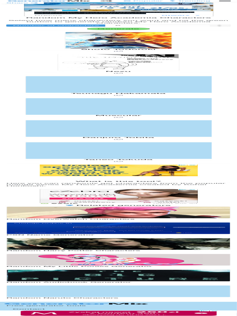 Random my hero academia characters generatormix pdf