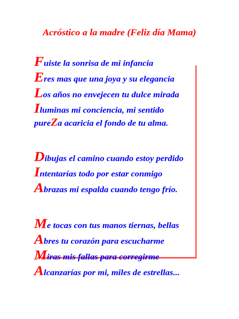 Acróstico para el Día de la Madre PDF