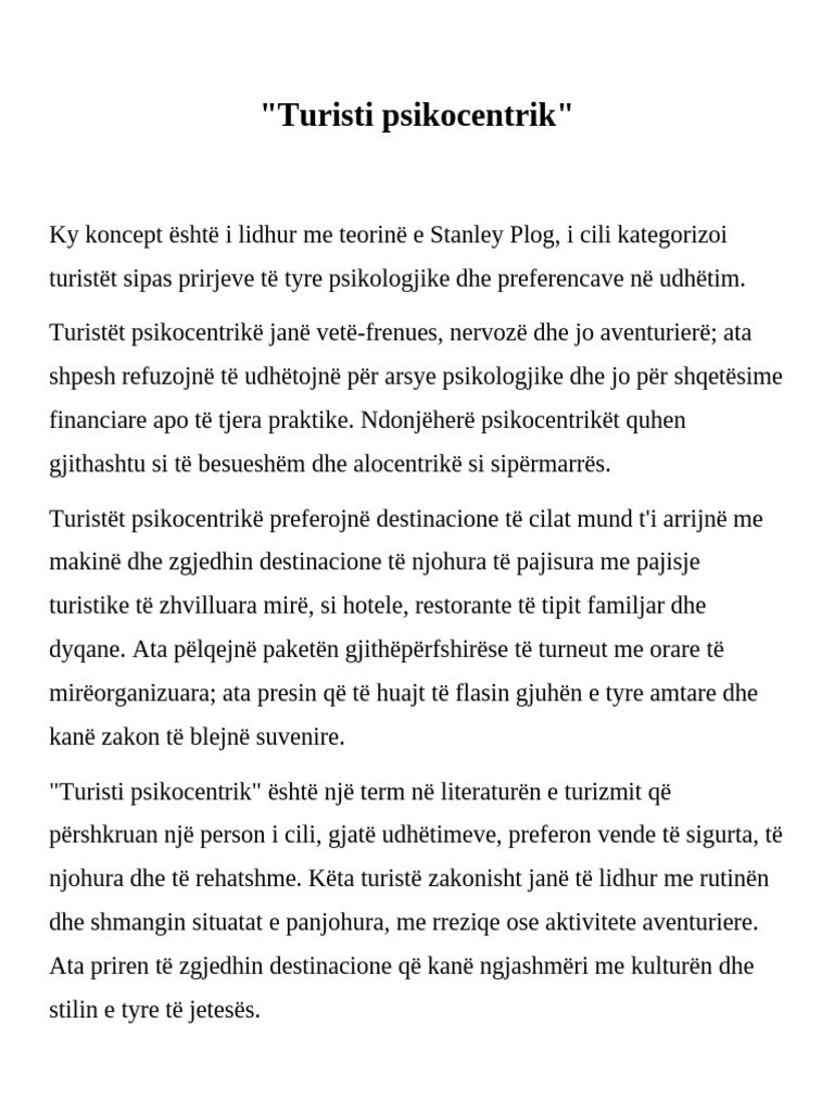 Turisti Psikocentrik | PDF