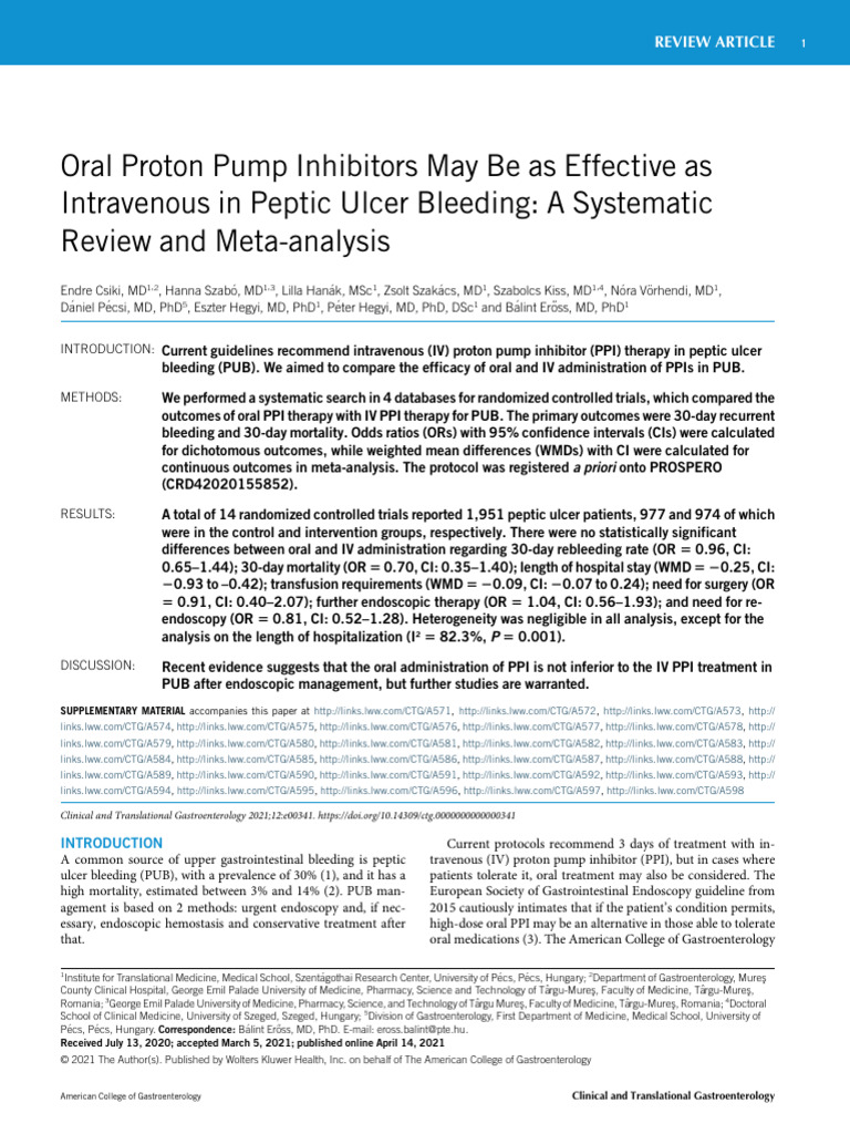 Oral Proton Pump Inhibitors May Be As Effective As.13 | PDF ...